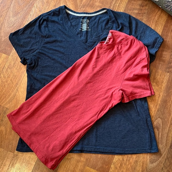 Time and Tru Tops - 2 like new Time and True red and blue v neck T-shirts